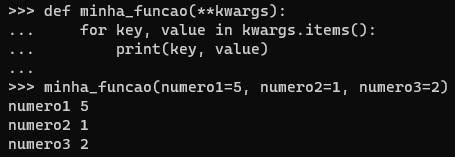 exemplo kwargs com print