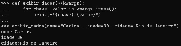 exemplo de função kwargs printando